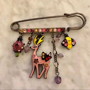 NWOT Deer, ladybug, butterfly and bee crystal brooch